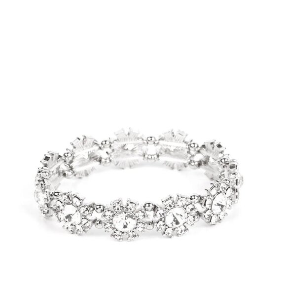 Paparazzi Jewelry Accessories - Premium Perennial - White Bracelet - Vintage - Picture 2 of 4